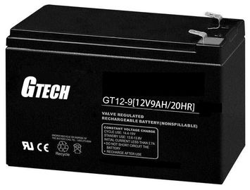 12V oplaadbare klep gereguleerde loodzuurbatterij voor zonnestelsel 9Ah Capaciteit 20h-rate tot 1,75V per cel 25 C
